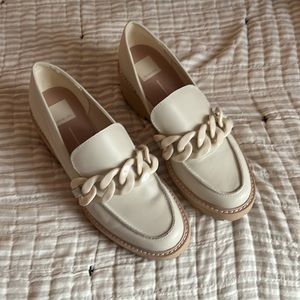 Dolce Vita Cream Loafers with Chain Detail